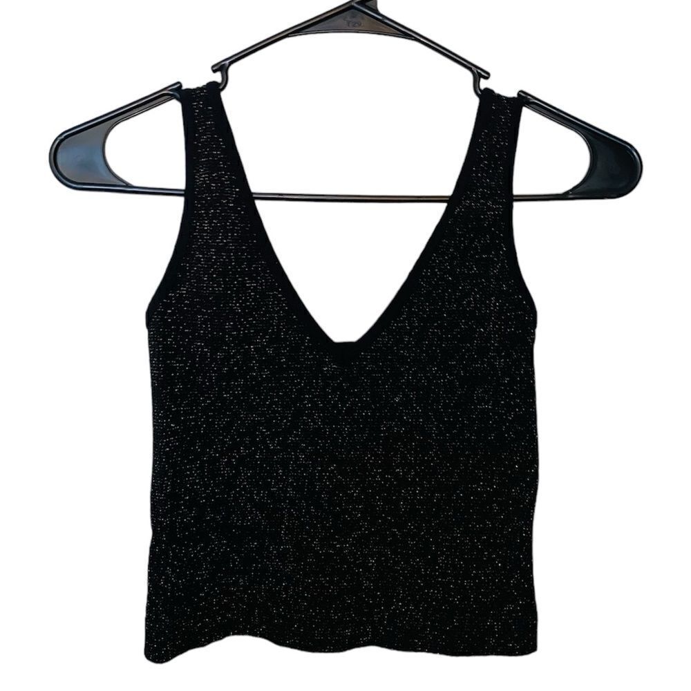 Aura Black Shimmer Crop Top Size M/L